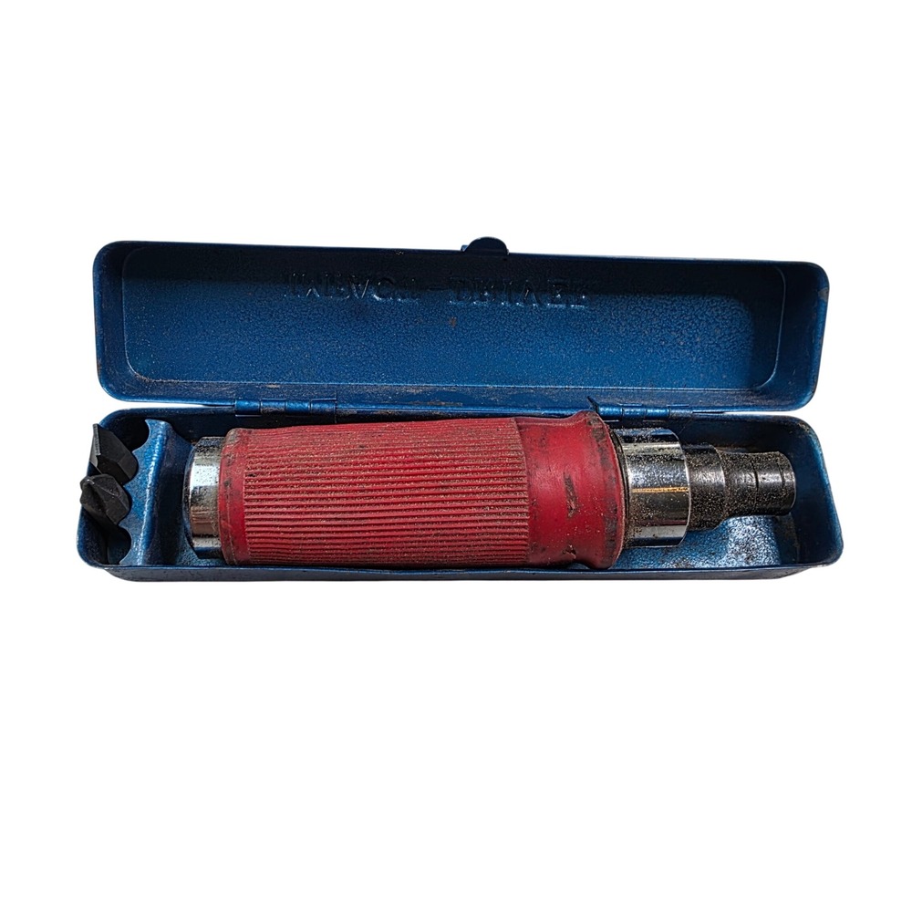 Vintage Kmart‎ Manual Impact Driver Set Red Grip with Blue Metal Case 2 Bits P4